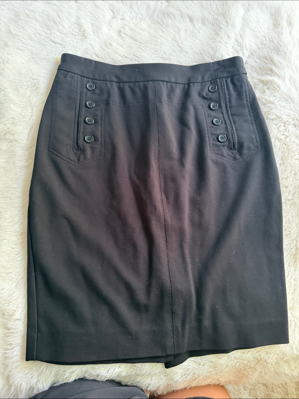 The Limited Black Pencil Skirt with Front Button Accents